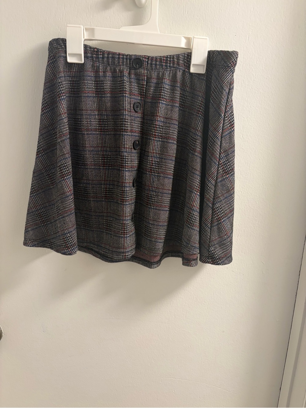Vylette Plaid Button Front High Waisted Skater Mini Skirt Size M